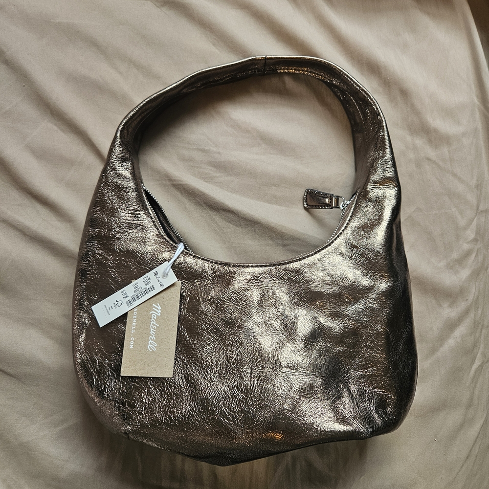 NWT Madewell The Medium Bag in Metallic Leather - Pewter Multi